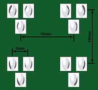 Figure 8. Sketch of section of PCB with small LED pitch arrangement (Displix Oval).